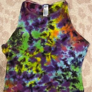 Tie dye tank top/ Rainbow halter crop top